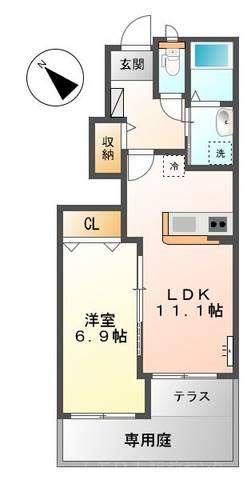 スターテラス大野(1LDK/1階)の間取り写真