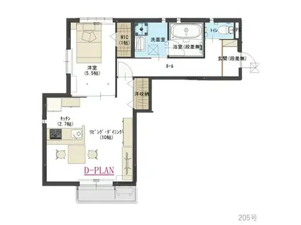 グランディール(1LDK/2階)の間取り写真