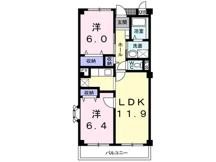 キャッスルタルイ壱番館A(2LDK/2階)の間取り写真
