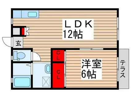 エスケイハイム(1LDK/1階)の間取り写真
