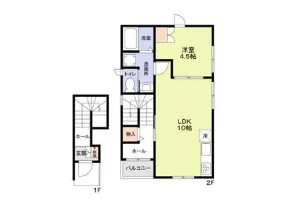 メゾンドルミエール(1LDK/2階)の間取り写真