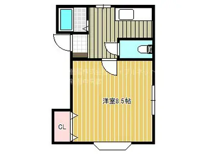 ビバリー新元島(1K/2階)の間取り写真