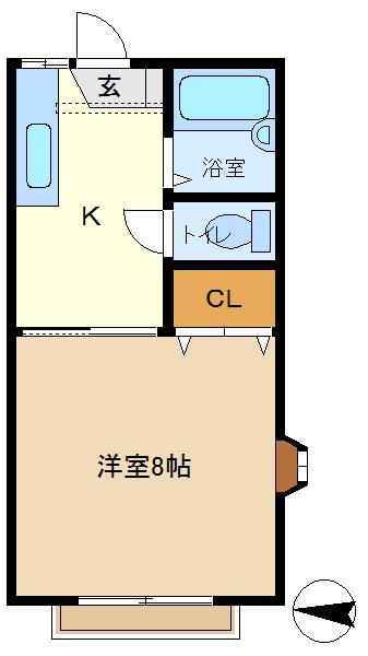メゾン豊D(1K/2階)の間取り写真