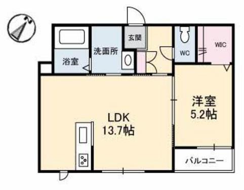 コンフォーザ A棟(1LDK/2階)の間取り写真
