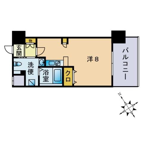 F・PARC GRANDMARK天神(ワンルーム/13階)の間取り写真