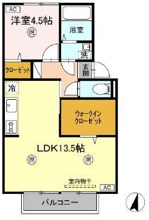 プレジール村央(1LDK/2階)の間取り写真