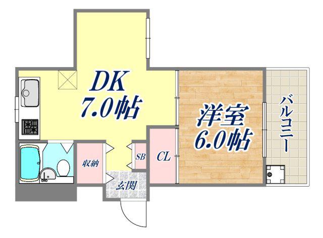 カーサ桧川(1DK/3階)の間取り写真