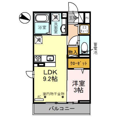 ヴィアーレ(1LDK/3階)の間取り写真