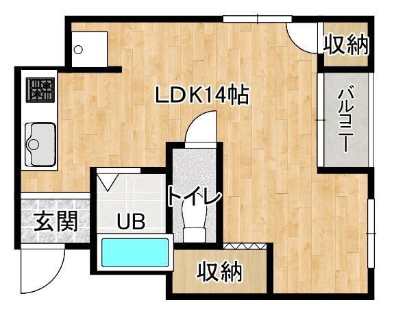 堺グランセ(1LDK/4階)の間取り写真