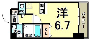 プレサンス三宮東アルバーナ(ワンルーム/3階)の間取り写真