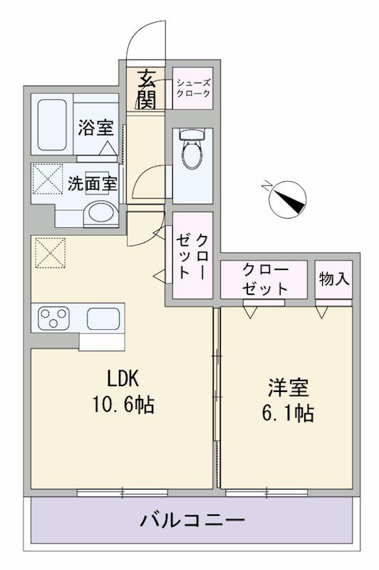 ノーブル(1LDK/2階)の間取り写真