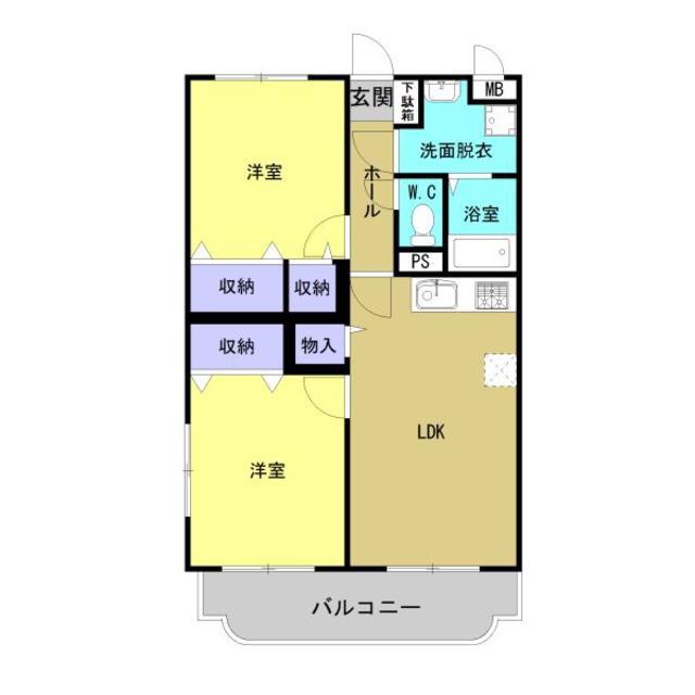 スウィートテラス(2LDK/2階)の間取り写真