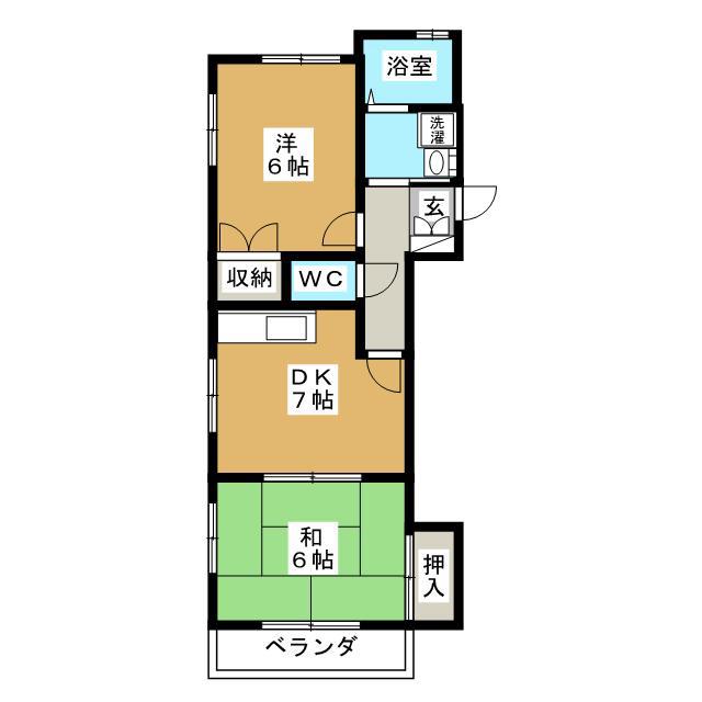 プランドールB(2DK/1階)の間取り写真