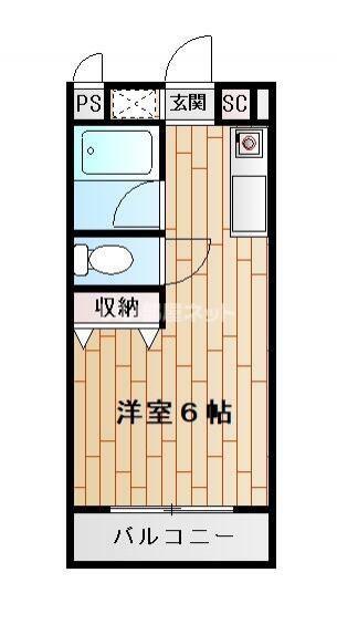 メゾンラベンダー6番館(ワンルーム/3階)の間取り写真