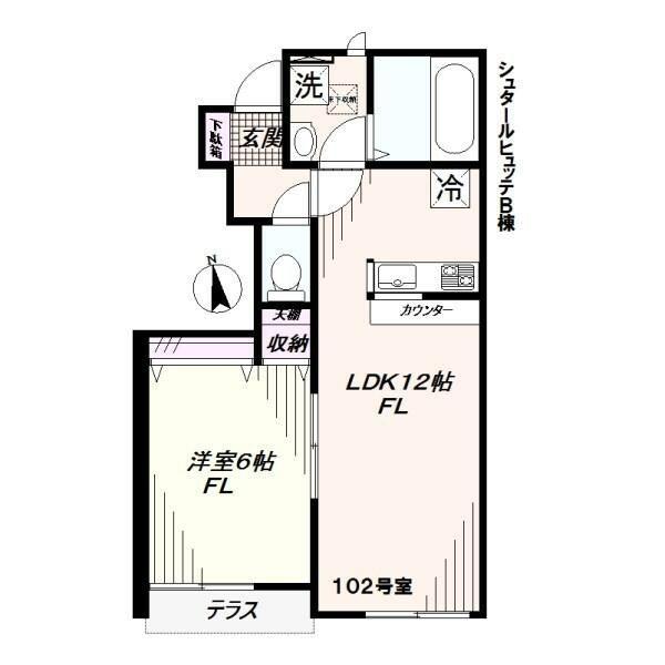 シュタールヒュッテA棟(1LDK/1階)の間取り写真