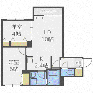 レガリア美園(2LDK/3階)の間取り写真