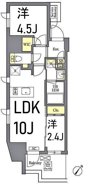 エル・セレーノ横浜関内プリマ(2LDK/6階)の間取り写真