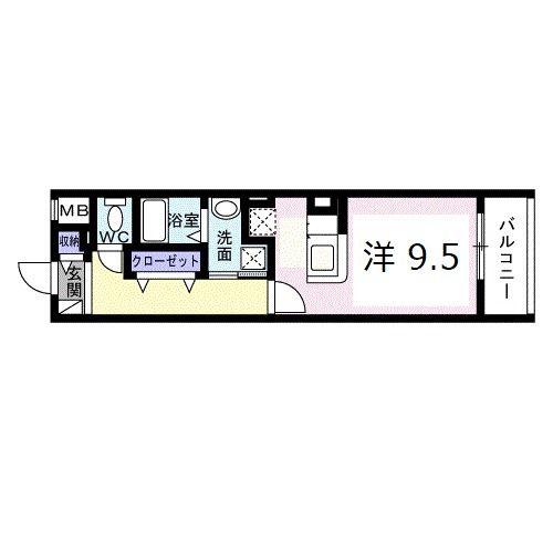 グラン シャリオ(ワンルーム/2階)の間取り写真