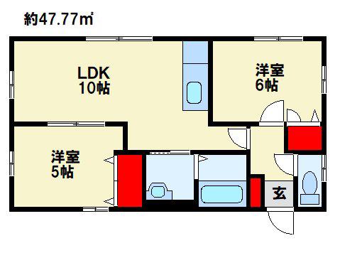 ナチュラルハイム(2LDK/1階)の間取り写真