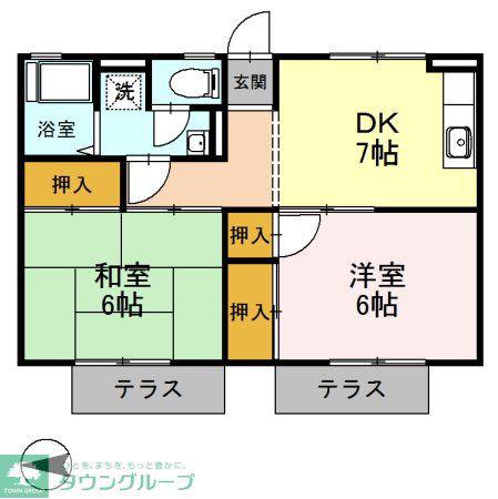 ラインハイツ(2DK/1階)の間取り写真