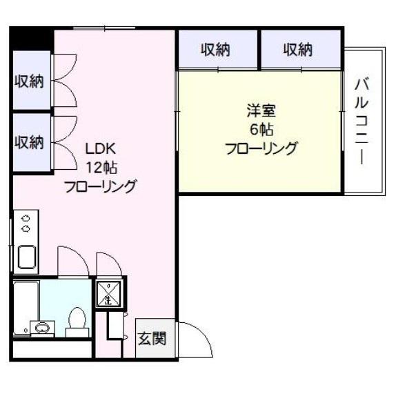 ルナハイツ蒲田(1LDK/2階)の間取り写真