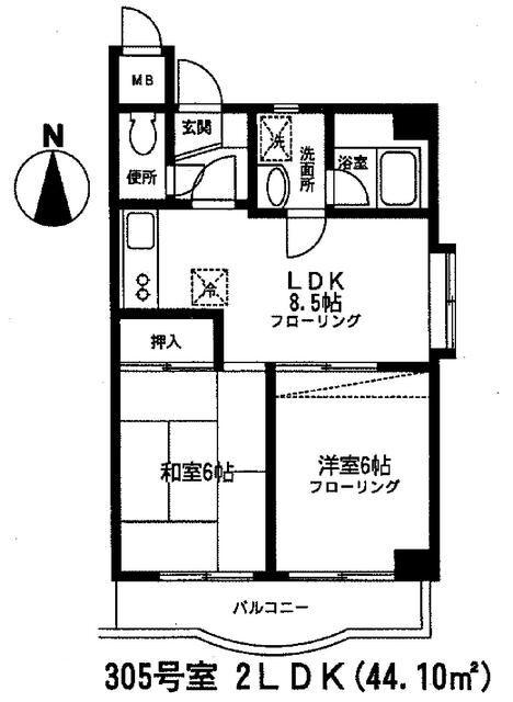 TK浦安(2LDK/3階)の間取り写真