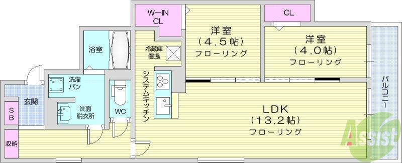 D-ROOM八本松1丁目(2LDK/3階)の間取り写真
