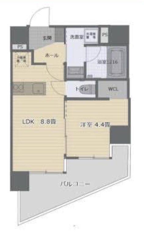 リノスタイル神戸下山手(1LDK/4階)の間取り写真