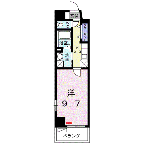 プレミアム 天久(1K/9階)の間取り写真
