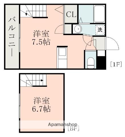 プレファランス鷹師(1LDK/1階)の間取り写真