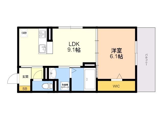 CONFORT HANA(1LDK/2階)の間取り写真