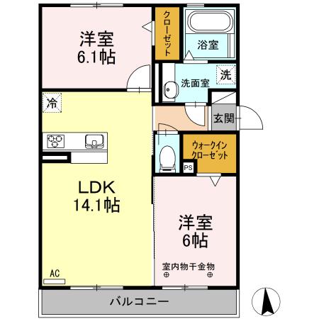 プロシード(2LDK/3階)の間取り写真