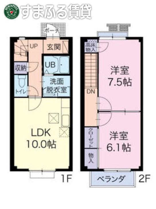 ファミール上町(2LDK/2階)の間取り写真