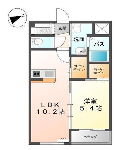 ＪＲ山陽本線 福山駅 バス乗車時間：20分 最寄りバス停で下車 徒歩7分 2階建 築9年(1LDK/1階)の間取り写真