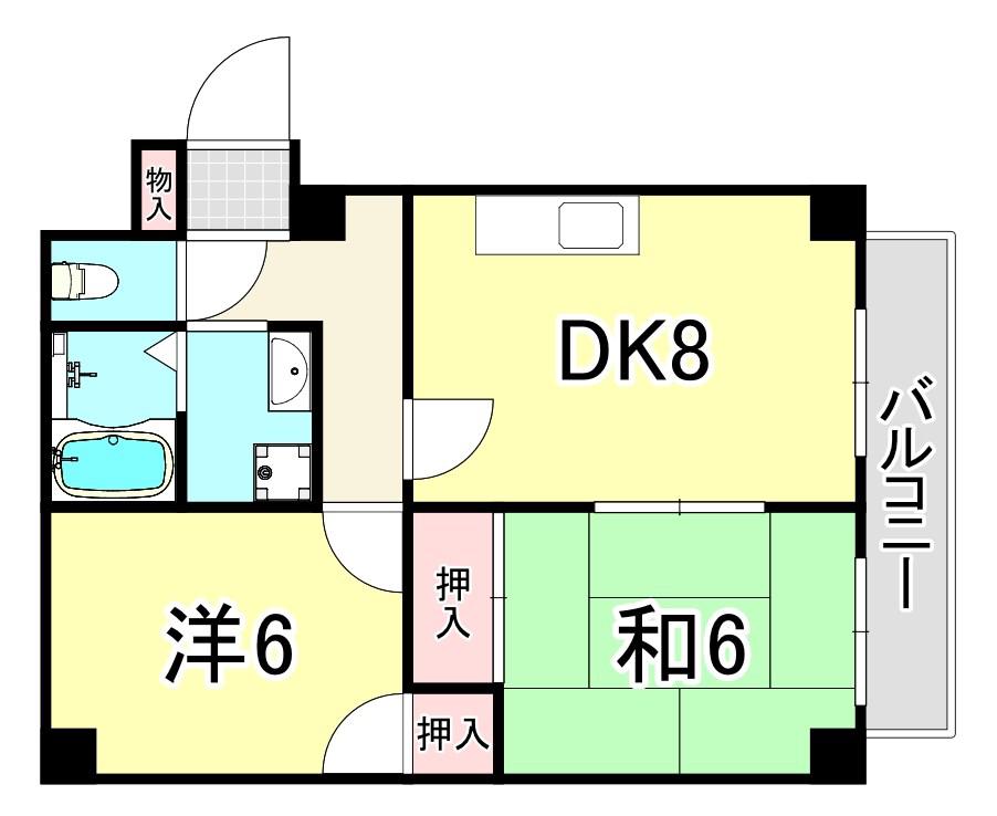 南川端マンション(2LDK/2階)の間取り写真
