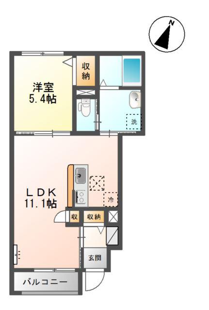 アヴニール(1LDK/1階)の間取り写真