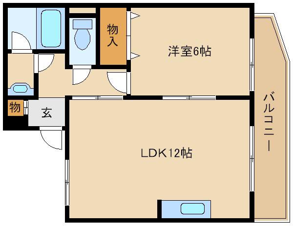 ミスターK北武庫之荘(1LDK/1階)の間取り写真