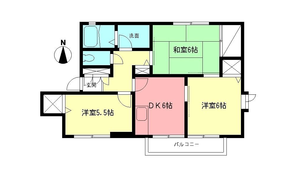 パークヒルズA(3DK/1階)の間取り写真
