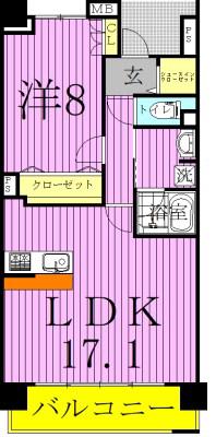 ロイヤルパークス新田(1LDK/4階)の間取り写真