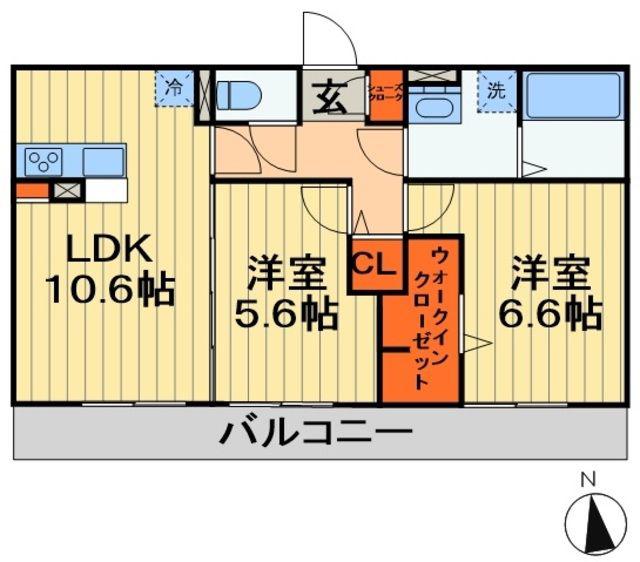 フィオーレ(2LDK/3階)の間取り写真