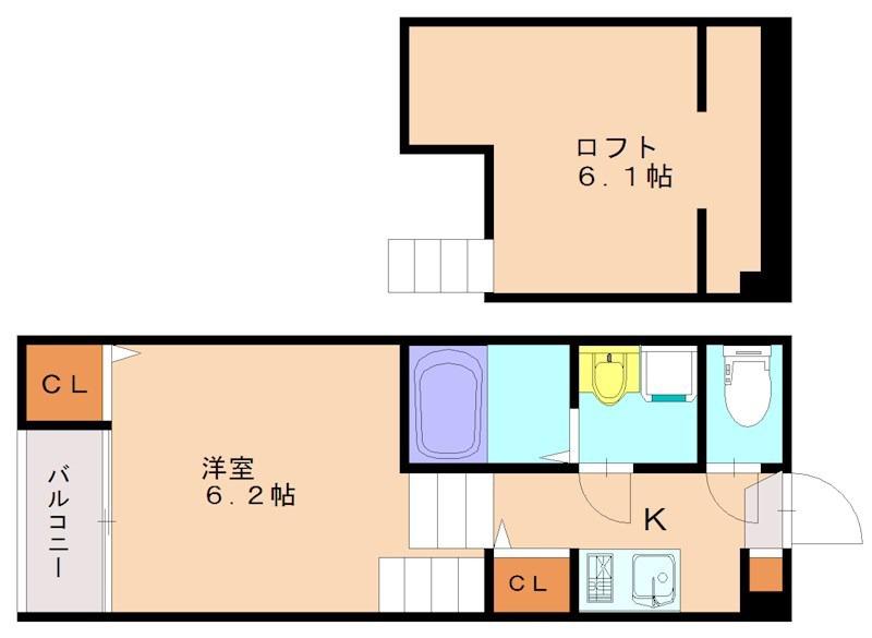 カームネスKIKI(1K/1階)の間取り写真