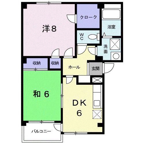 リバ-サイド・ヴィラC(2DK/2階)の間取り写真