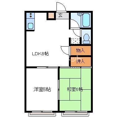 エクセルハイツ大台(2LDK/2階)の間取り写真