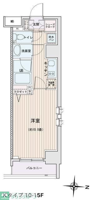 エスティメゾン錦糸町II(1K/10階)の間取り写真
