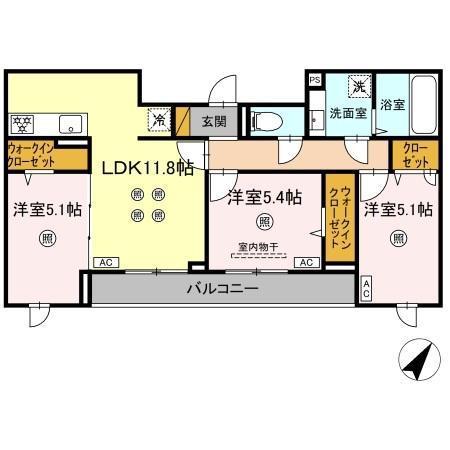 D-KISARIA WV(3LDK/3階)の間取り写真