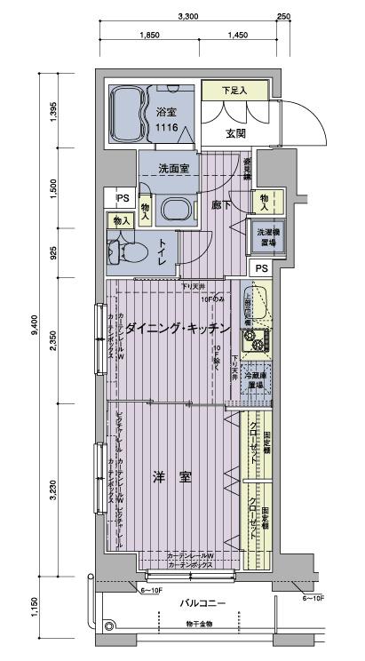 メインステージ浅草(1DK/3階)の間取り写真