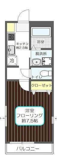 KATEケイト(1K/1階)の間取り写真