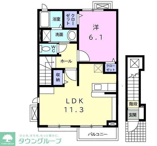 小田急多摩線 黒川駅(神奈川) 徒歩8分 2階建 築15年(1LDK/2階)の間取り写真