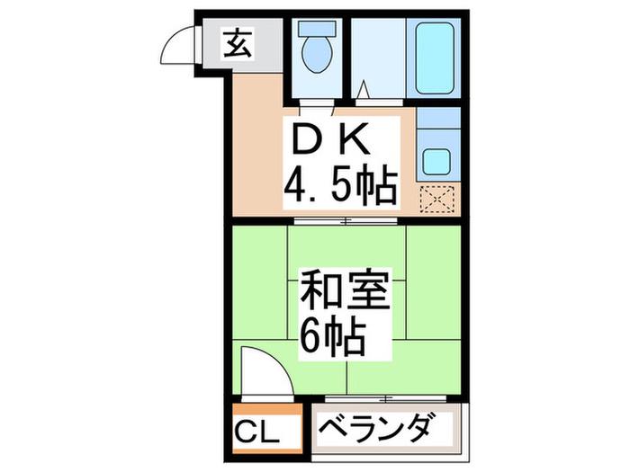 林荘マンション(1DK/3階)の間取り写真