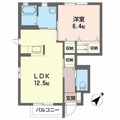 ウーヴィルダール(1LDK/1階)の間取り写真